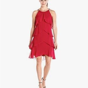 Elegant Hot Pink Layered Dress